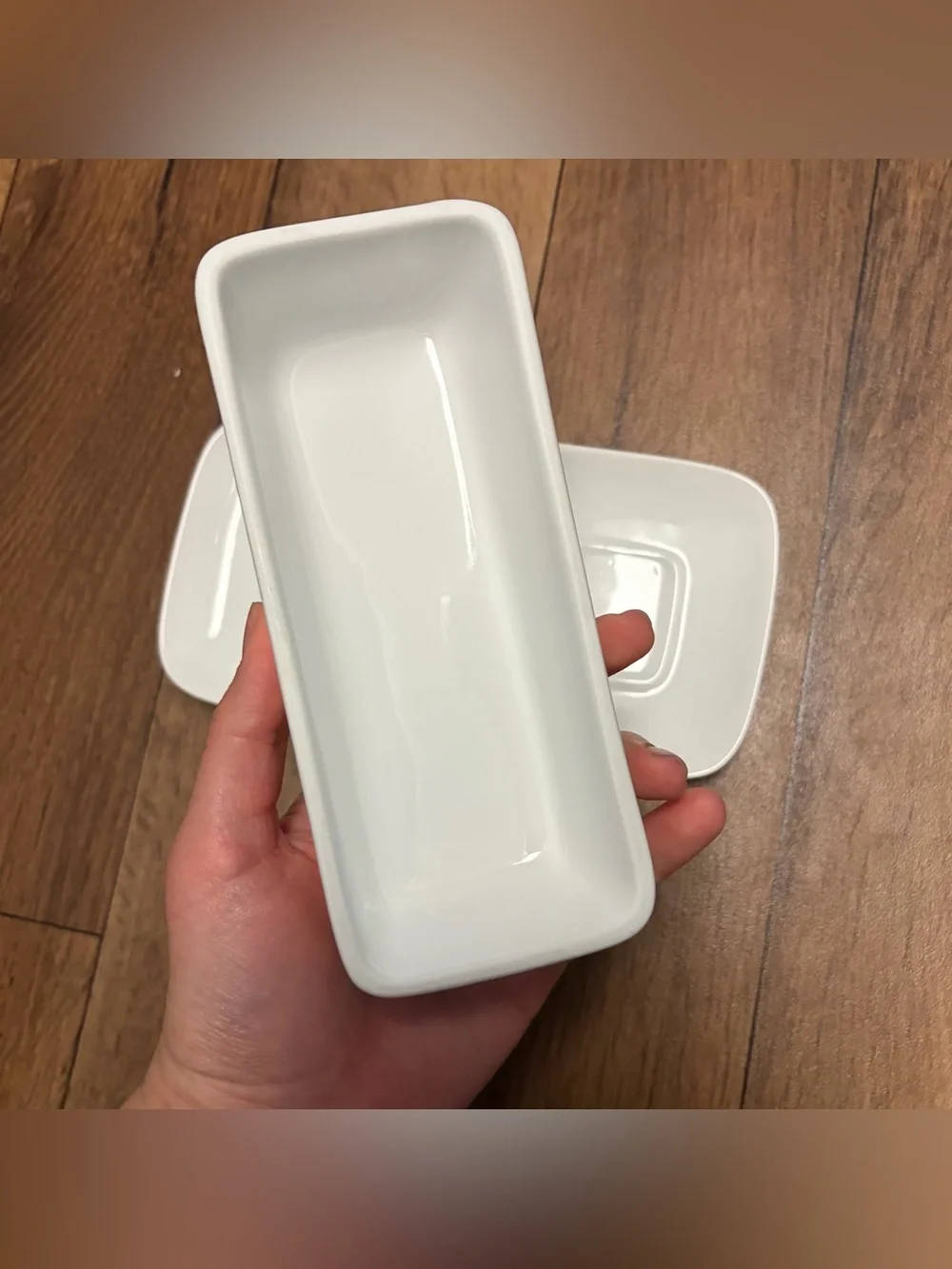 Crate&Barrel White Ceramic Butter Dish